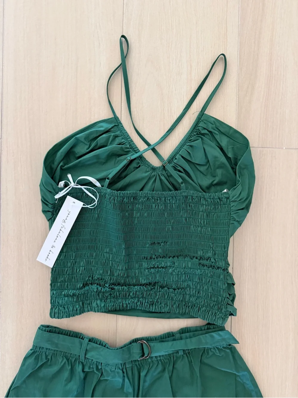 Young Fabulous & Broke Green Wide-Leg Pants & Crop Top Set